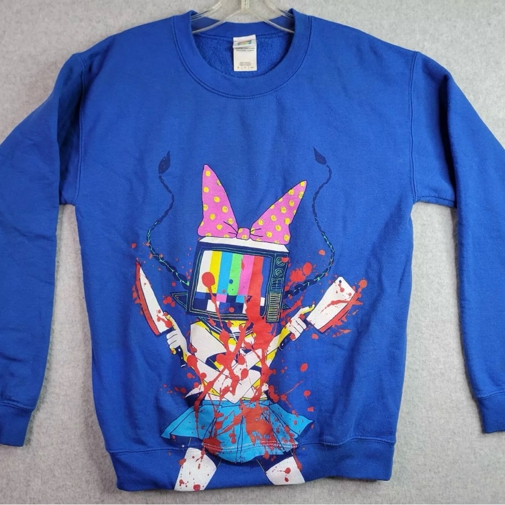 Small, blue Limited Edition Omari- Omocat TV Girl Crew neck
